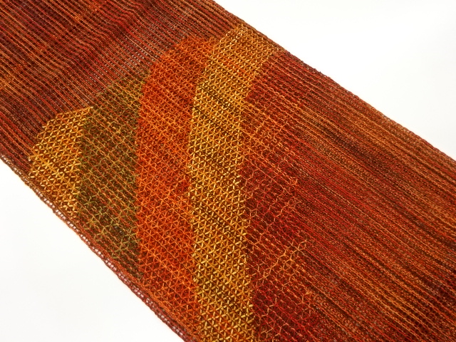 紗 変わり織幾何学模様名古屋帯